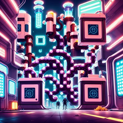 Tentacle Waste Processor Retrofuturism QR Code for Posters
