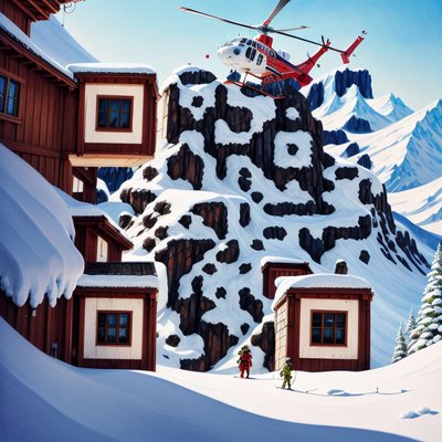 Alpine Rescue Helicopter Gouache QR Code Art