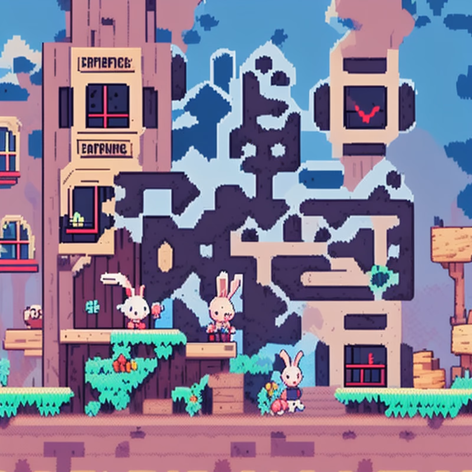 Easter Bunny Platformer Pixel Art QR Code for Posters — image 1