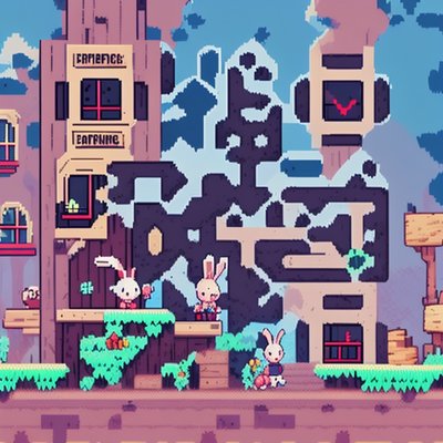Easter Bunny Platformer Pixel Art QR Code for Posters