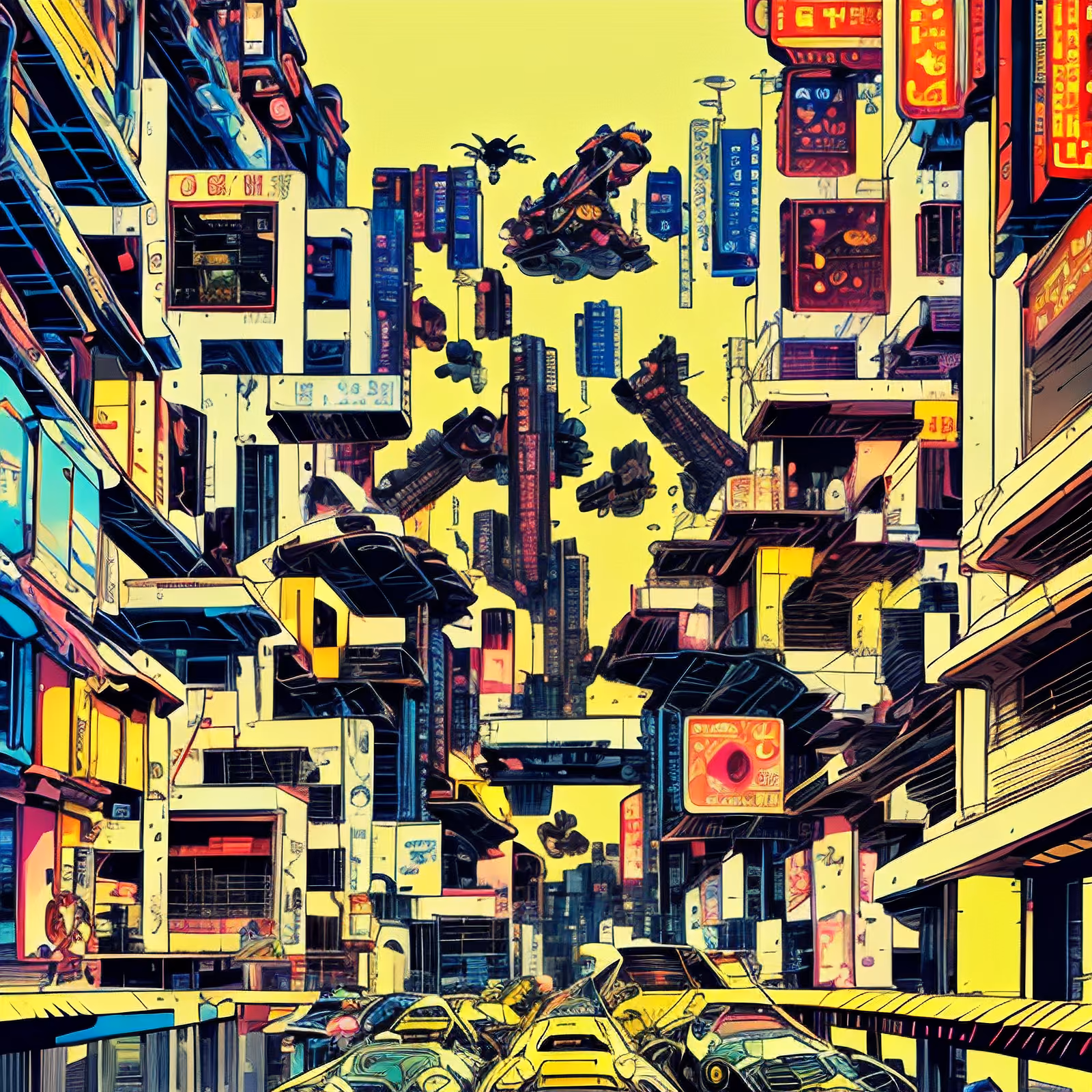 Futuristic City Street Comic Cyberpunk QR Code for Posters — image 1