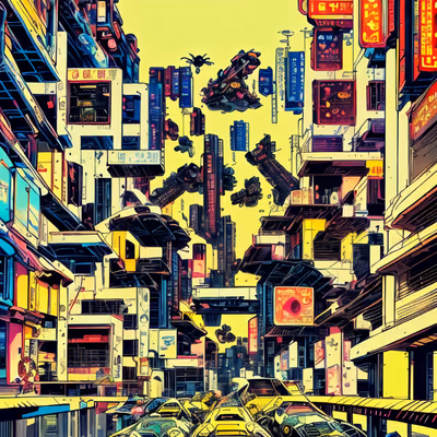 Futuristic City Street Comic Cyberpunk QR Code for Posters — image 1