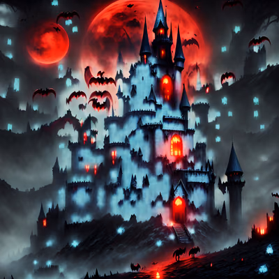 Vampire Castle Blood Moon Gothic QR Code for Posters — image 1