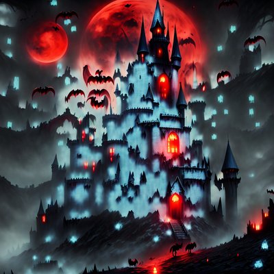 Vampire Castle Blood Moon Gothic QR Code for Posters