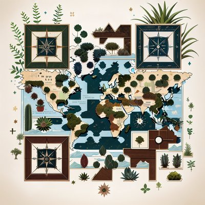 Botanical World Map Collage QR Code Art
