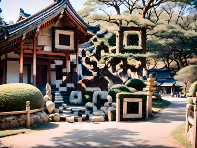 Nara Temple Garden Deer Photography QR Code for Posters — image 1
