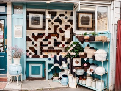 Vintage Pastel Storefront Photo QR Code for Storefront Displays