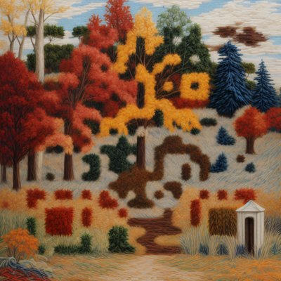 Autumn Forest Embroidery QR Code Art