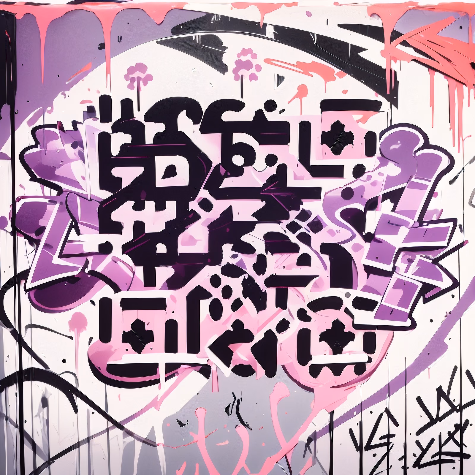 Pink Purple Graffiti Lettering QR Code for Posters — image 1
