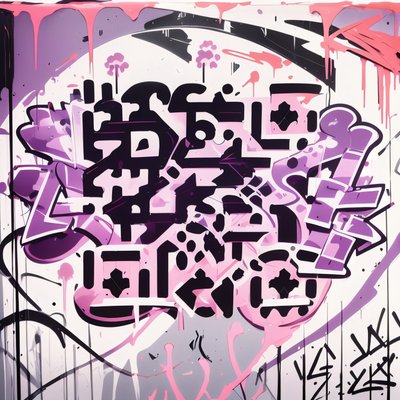 Pink Purple Graffiti Lettering QR Code for Posters