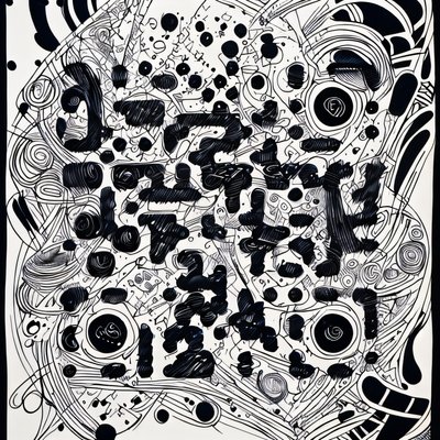 Black Ink Doodle Zentangle QR Code Art