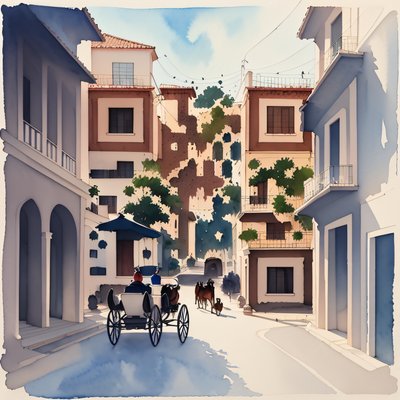 Colonial Street Carriage Watercolor QR Code for Posters