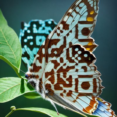 Butterfly Macro Photorealistic Leaves QR Code Art