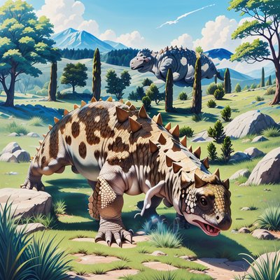Ankylosaurus Meadow Gouache QR Code for Posters