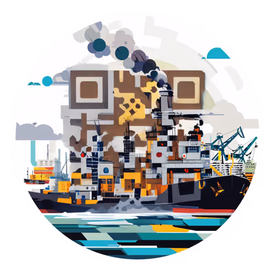 Tugboat Harbor Vector QR Code for Stickers — image 1