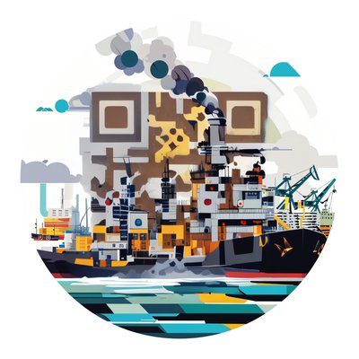 Tugboat Harbor Vector QR Code for Stickers