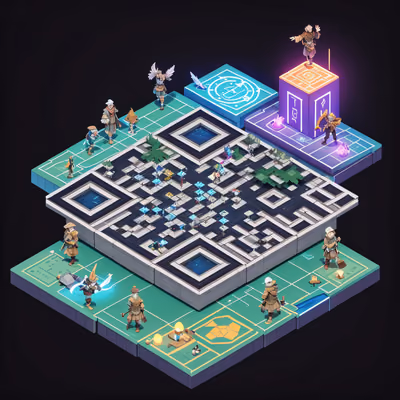 Isometric RPG Game Board QR Code for Posters — image 1