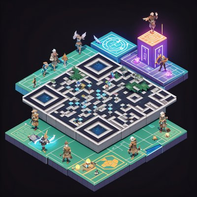 Isometric RPG Game Board QR Code for Posters