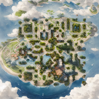 Aerial Island Map Concept Art QR Code for Posters — image 1