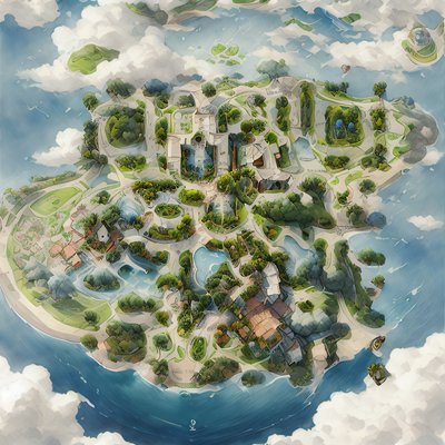 Aerial Island Map Concept Art QR Code for Posters