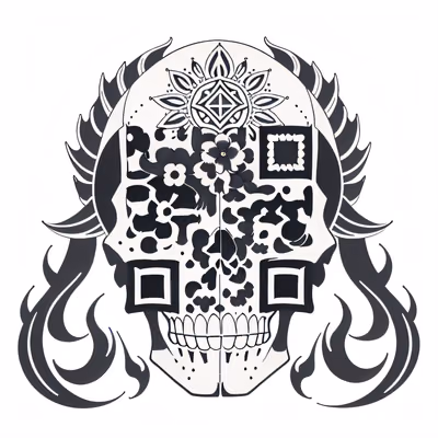 Tribal Skull Tattoo Ink QR Code for Temporary Tattoos — image 1