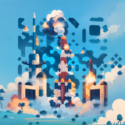Rocket Launch Stylized Illustration QR Code for Posters — image 1