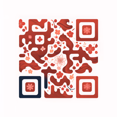 Cherry Blossom Flat Vector QR Code for Packaging — image 1
