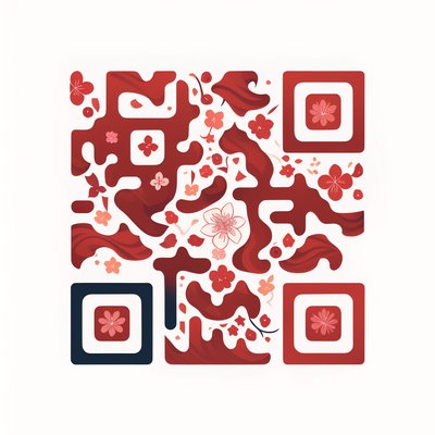 Cherry Blossom Flat Vector QR Code for Packaging