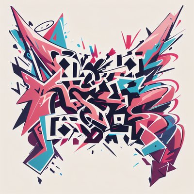 Pink Teal Graffiti Lettering Abstract QR Code for Apparel