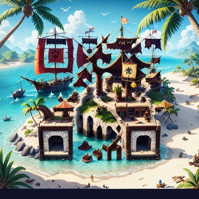 Pirate Island Game Level QR Code for Posters