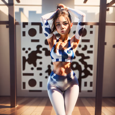 Sporty Woman Gym Digital Painting QR Code for Posters — image 1