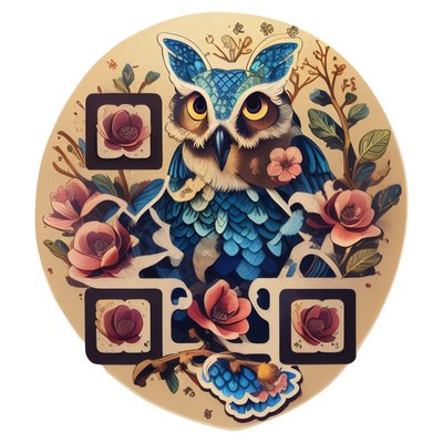 Blue Owl Floral Vector QR Code for Stickers