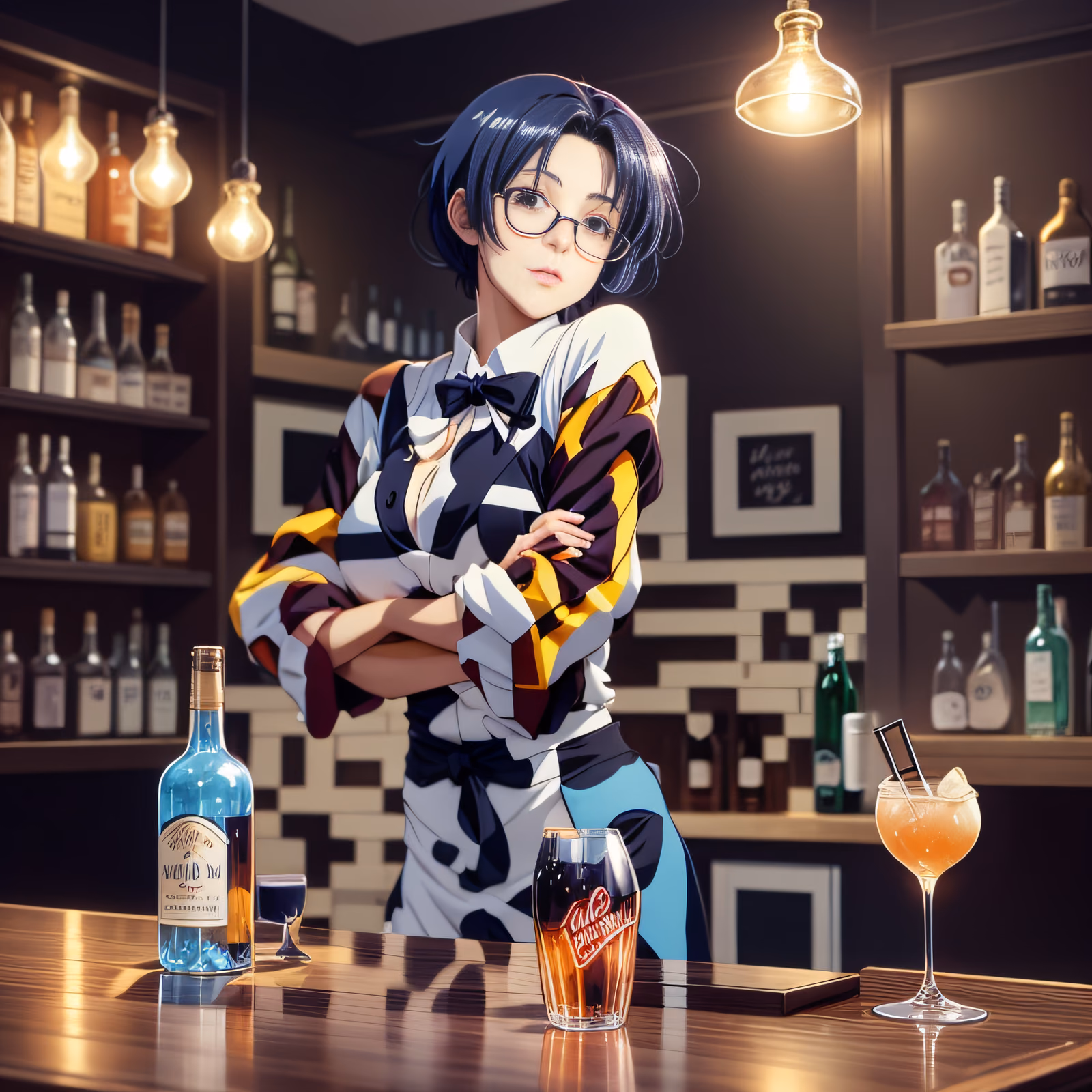 Аниме-бармен в баре: QR-код для постеров — изображение 1