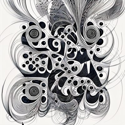 Swirling Zentangle Ink Drawing QR Code Art