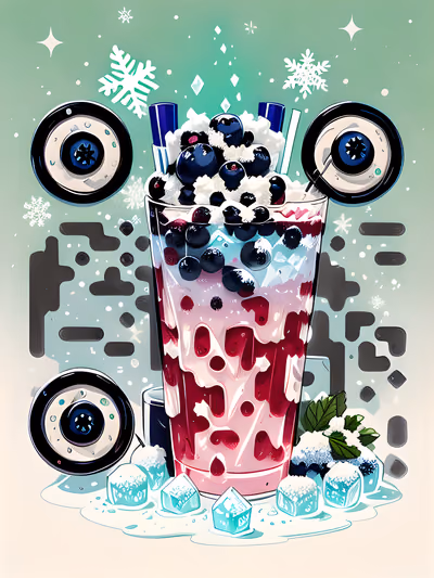 Blueberry Frost Drink Cartoon QR Code for Menus — image 1