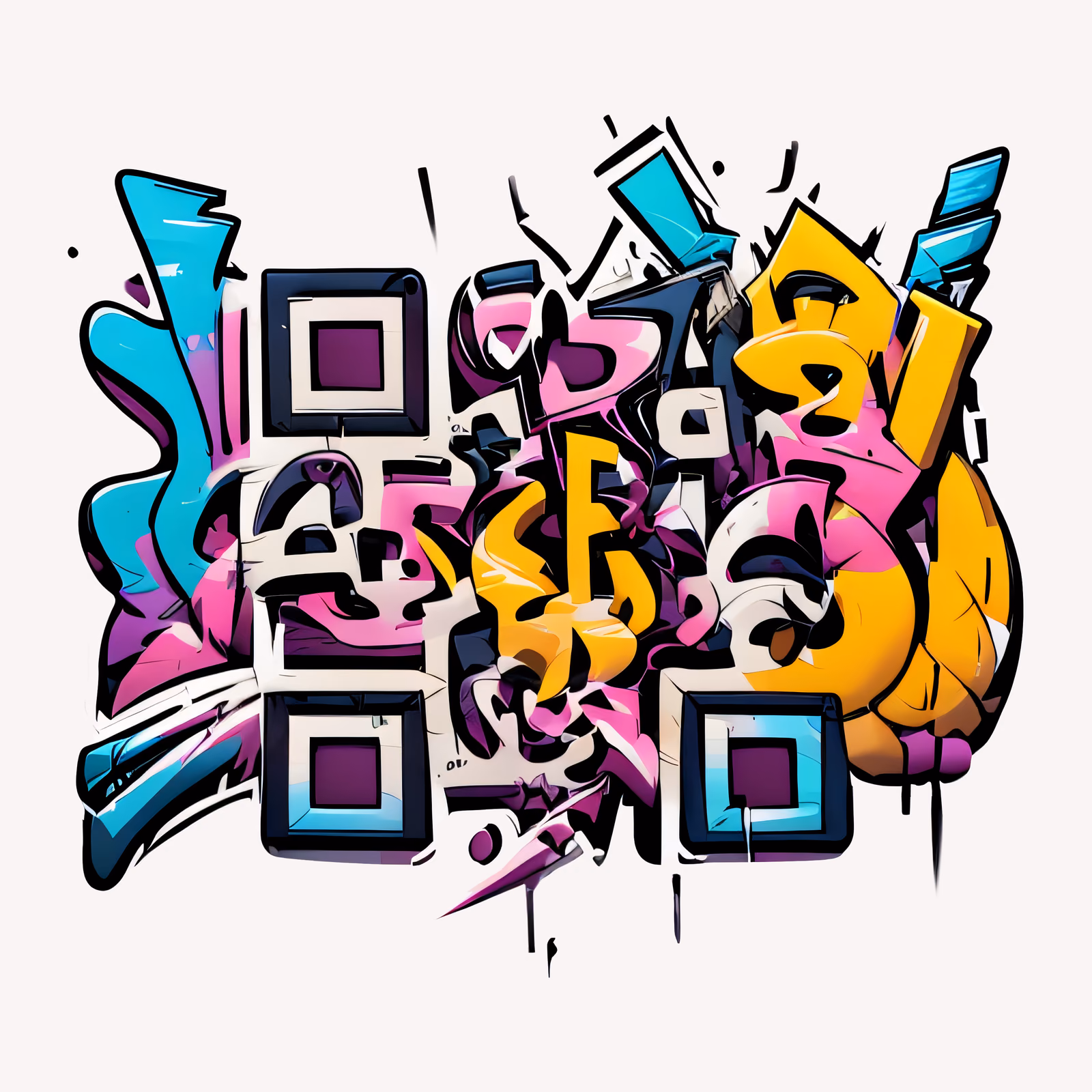 Colorful Graffiti Lettering Abstract QR Code for Stickers — image 1