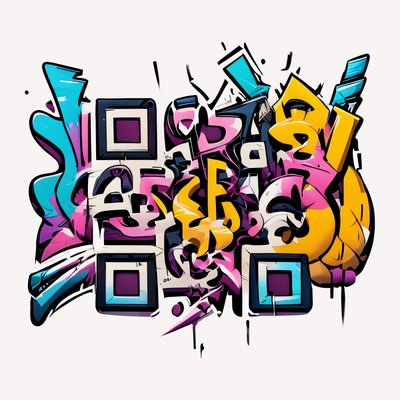 Colorful Graffiti Lettering Abstract QR Code for Stickers