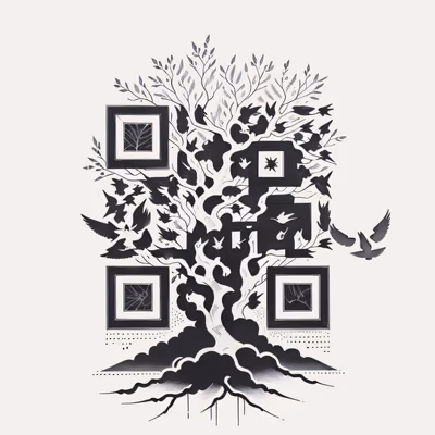 Bird Tree Ink Tattoo QR Code for Temporary Tattoos — image 1