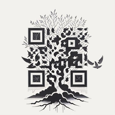 Bird Tree Ink Tattoo QR Code for Temporary Tattoos