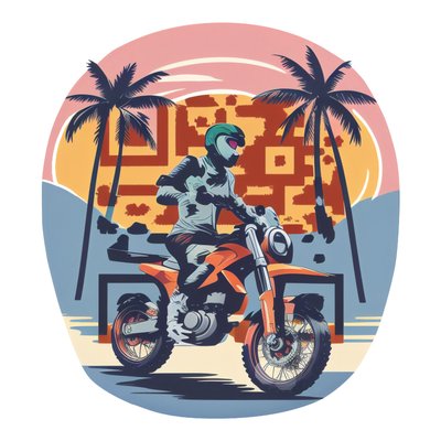 Retro Beach Motorcycle Vector QR Code for Stickers