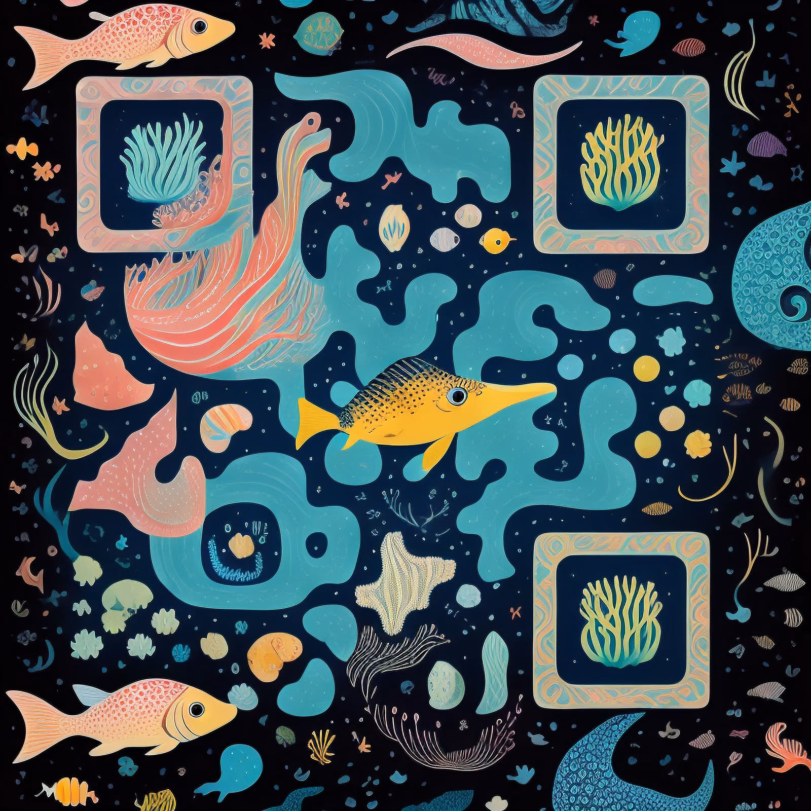 缤纷海洋生物图案二维码艺术 — 图片 1