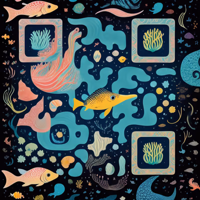 缤纷海洋生物图案二维码艺术 — 图片 1