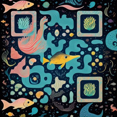 Colorful Sea Creatures Pattern QR Code Art