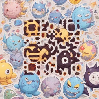 Cartoon Monster Sticker Bomb QR Code for Stickers — image 1