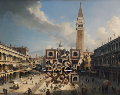 Piazza San Marco Oil Painting QR Code Art — image 1