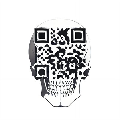 Floral Skull Tattoo Ink QR Code for Temporary Tattoos