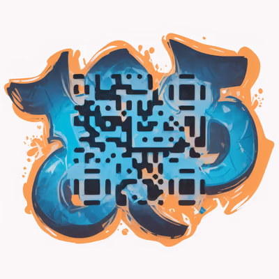 Граффити-надпись в синих и оранжевых тонах: QR-код для наклеек — изображение 1