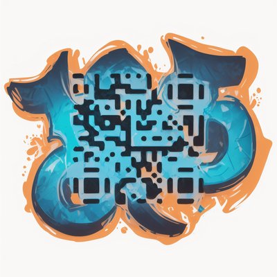 Blue Orange Graffiti Lettering Symbol QR Code for Stickers