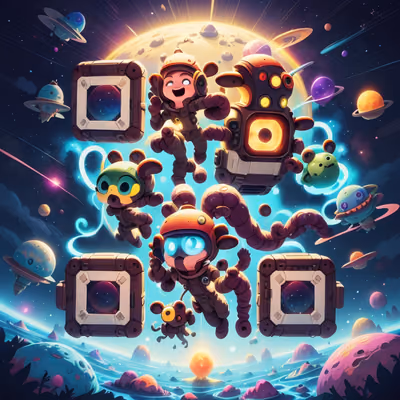 Cartoon Aliens in Space Digital QR Code for Posters — image 1