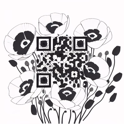 Black and White Poppy Ink QR Code for Temporary Tattoos — image 1